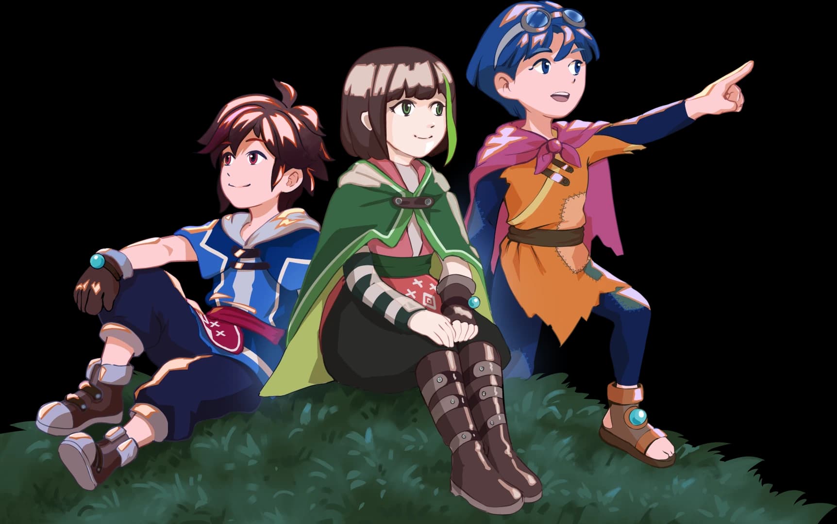 Fantasy characters in the foreground